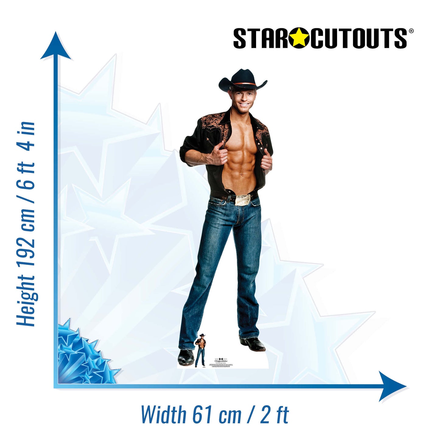 SC530 Jaymes Vaughn  Cowboy Cardboard Cut Out Height 192cm