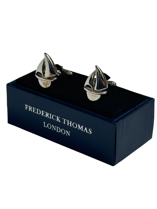 sailing boat silver style colour cufflinks