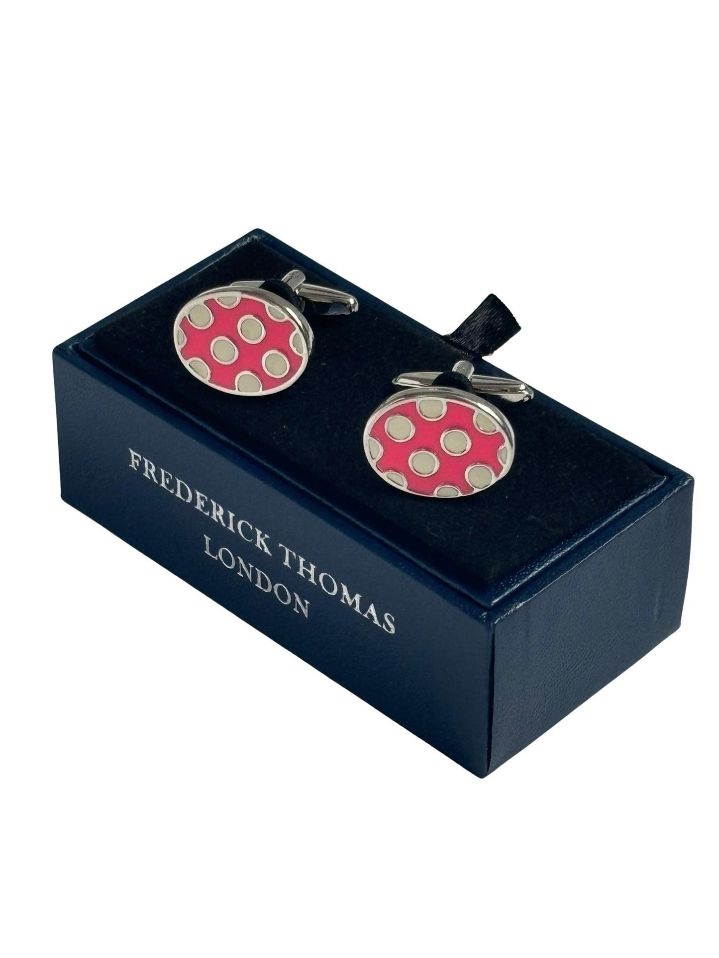 light pink and white polka spot cufflinks spotty