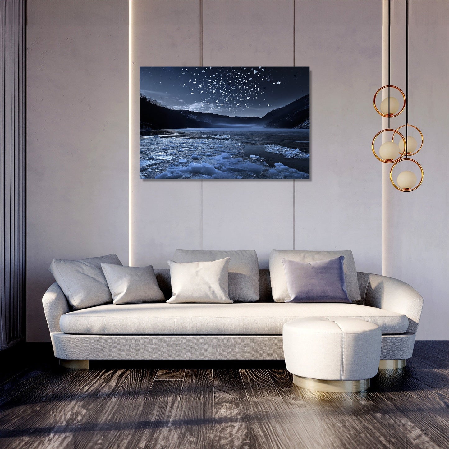 Moonlit Frozen Lake Canvas
