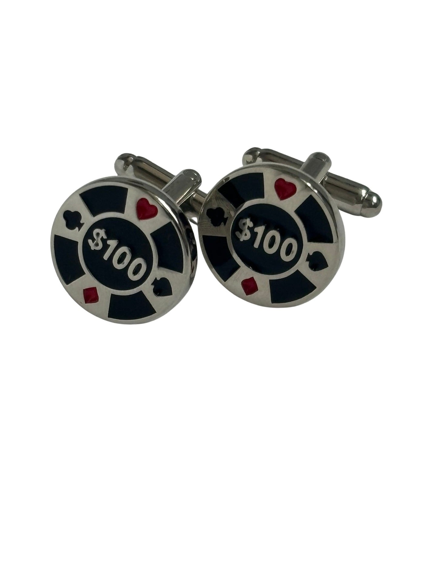 Quirky cufflinks in a casino gambling chip design