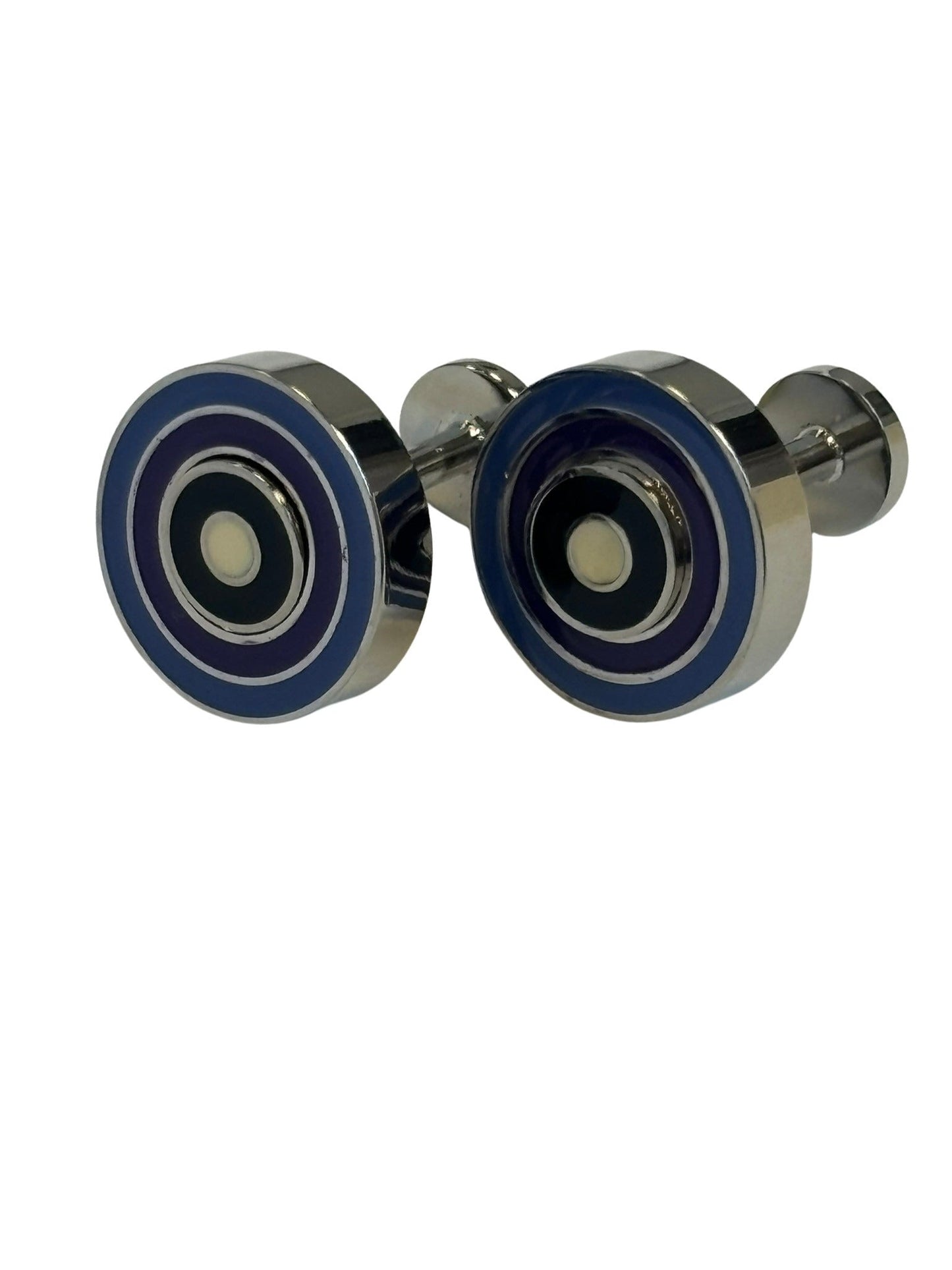Quirky dual style multicolour circular target design cufflinks