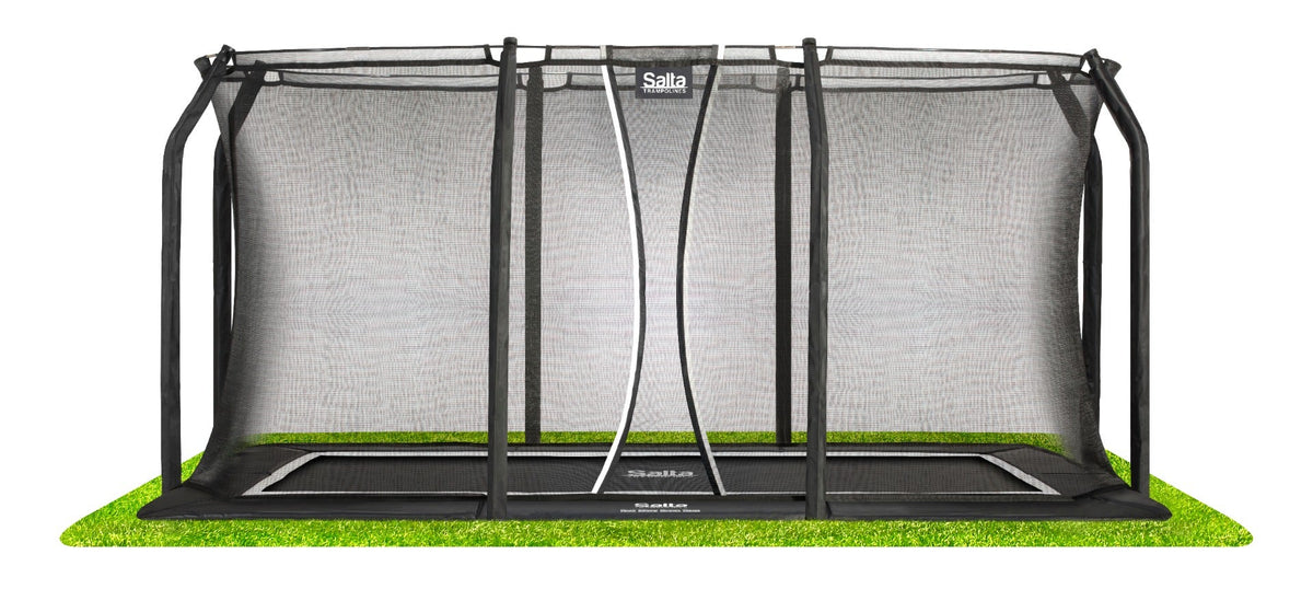 13ft x 8ft Salta Black Royal Baseground Rectangular Trampoline with Enclosure