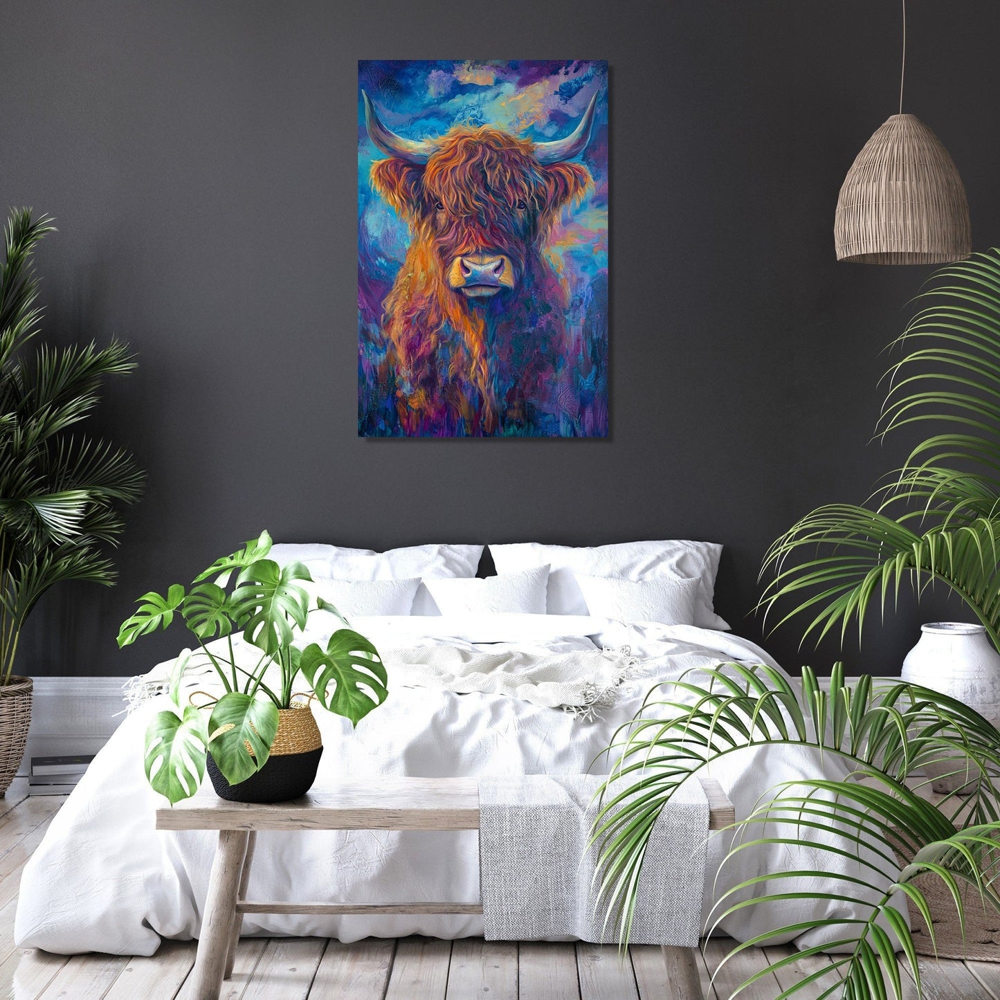 Twilight Highland Cow Canvas