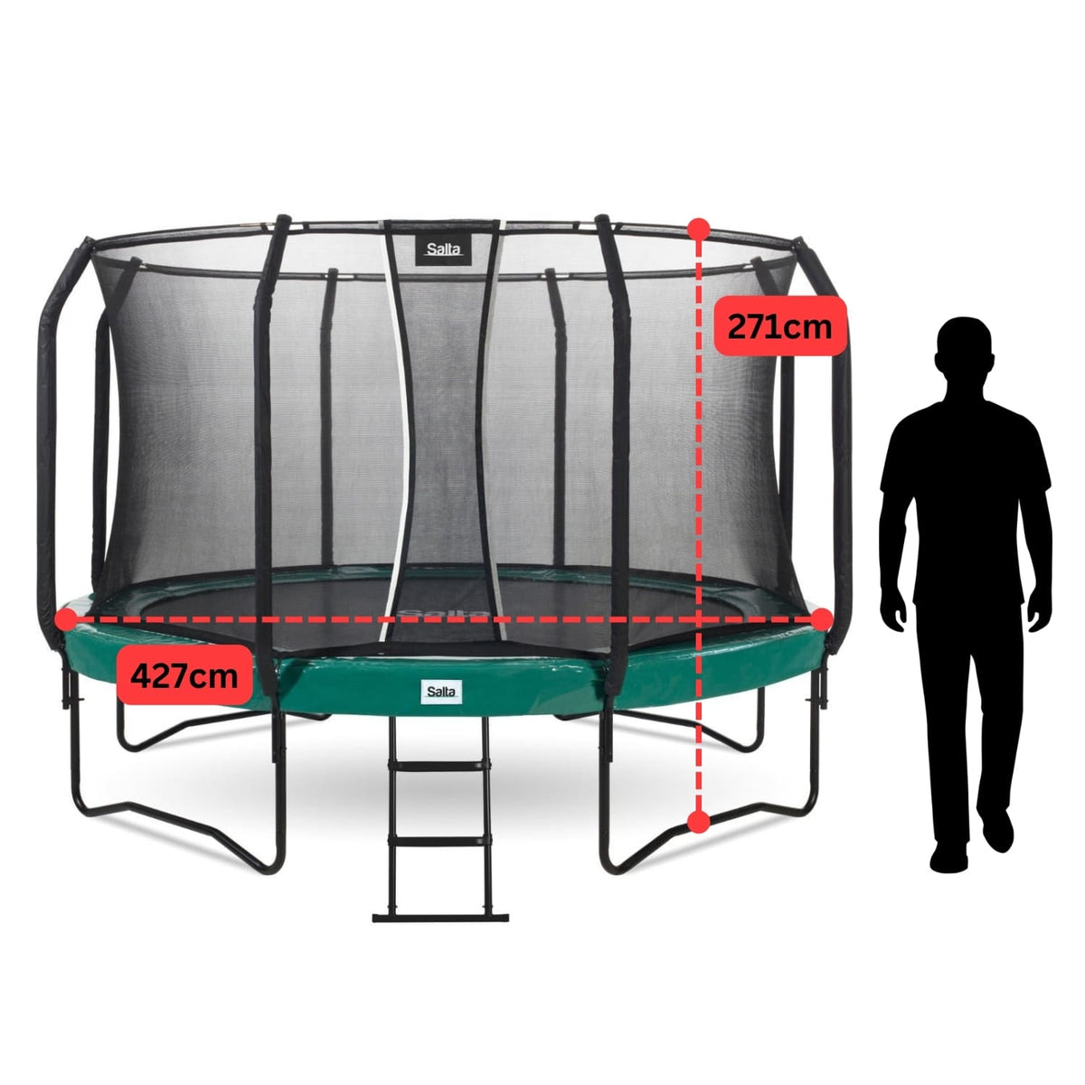 14ft Salta Green Round First Class Edition Trampoline with Enclosure