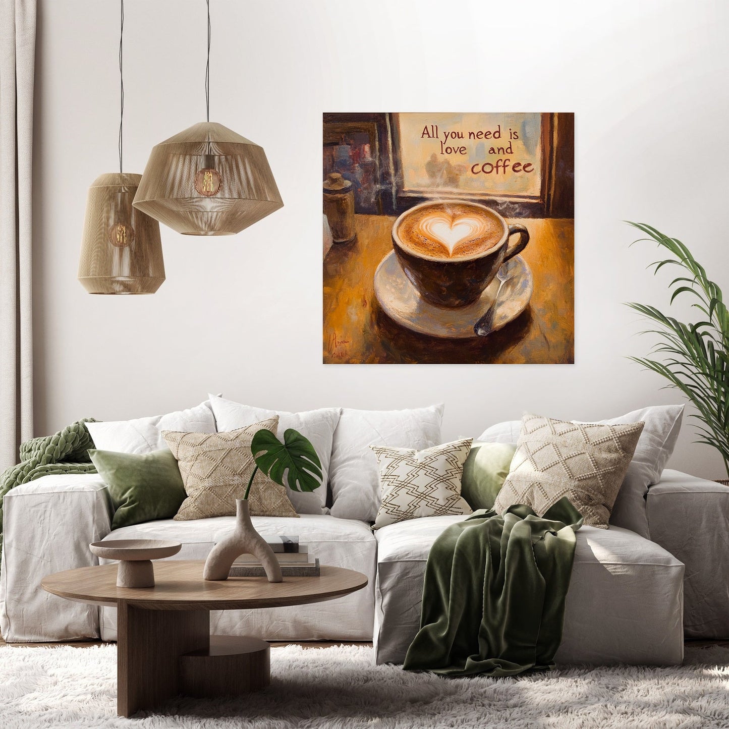 Love & Coffee Heart Canvas