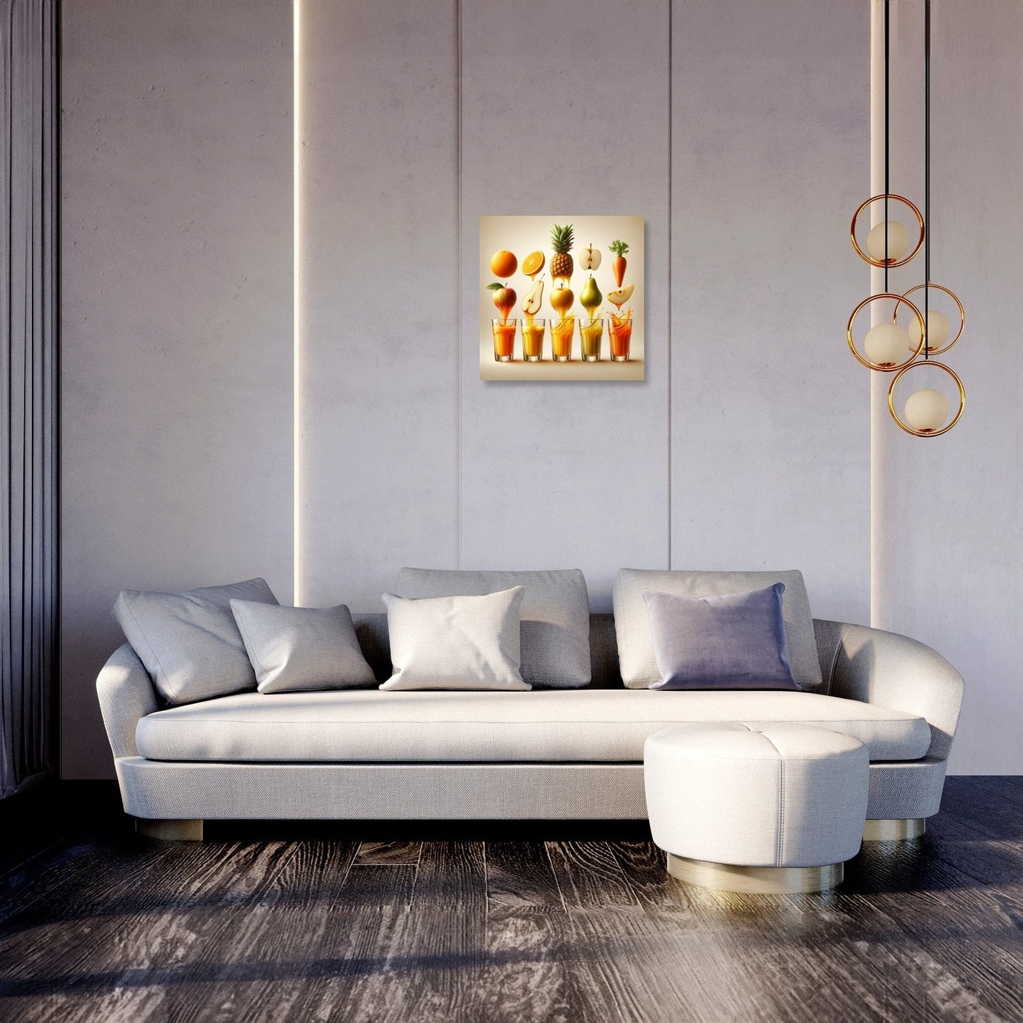 Vibrant Fruit Juice Symphony Canvas