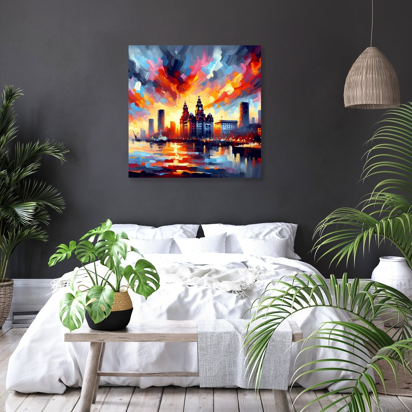 Expressionist Sunset Liverpool Skyline Canvas
