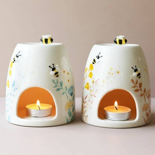 Floral Ceramic Wax Warmer - Cornflower Blue