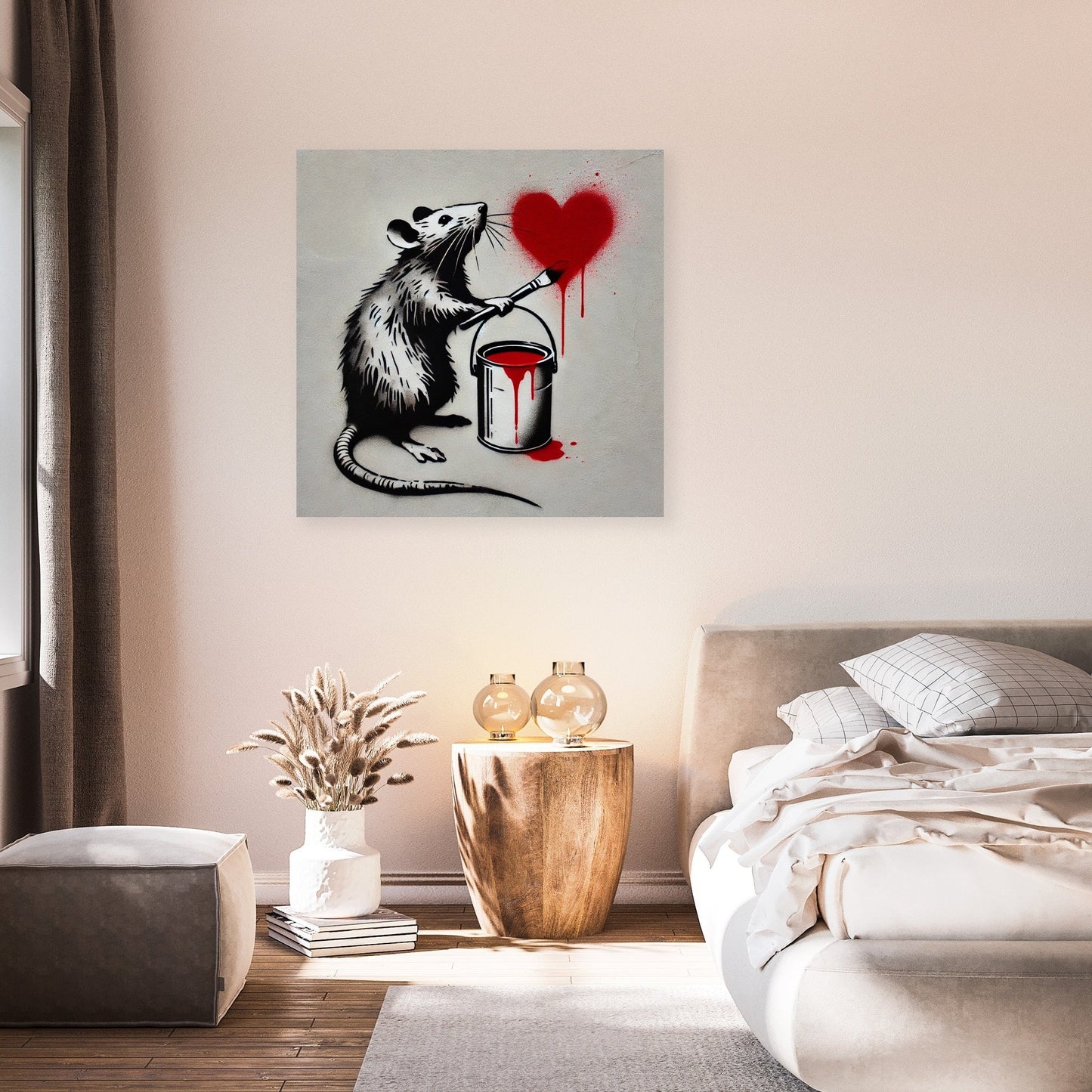 Red Heart Rat Canvas