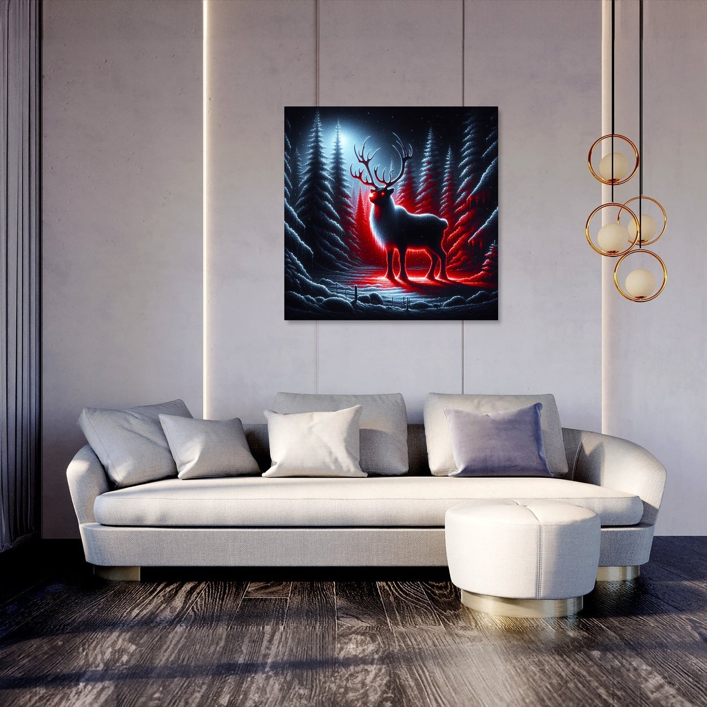 Reindeer's Radiance Nightfall Canvas