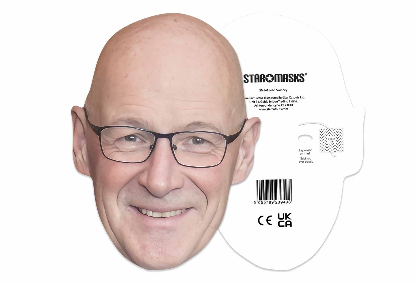 SM541 John Swinney Single Cardboard Face Mask Includes Tabs and Elastic