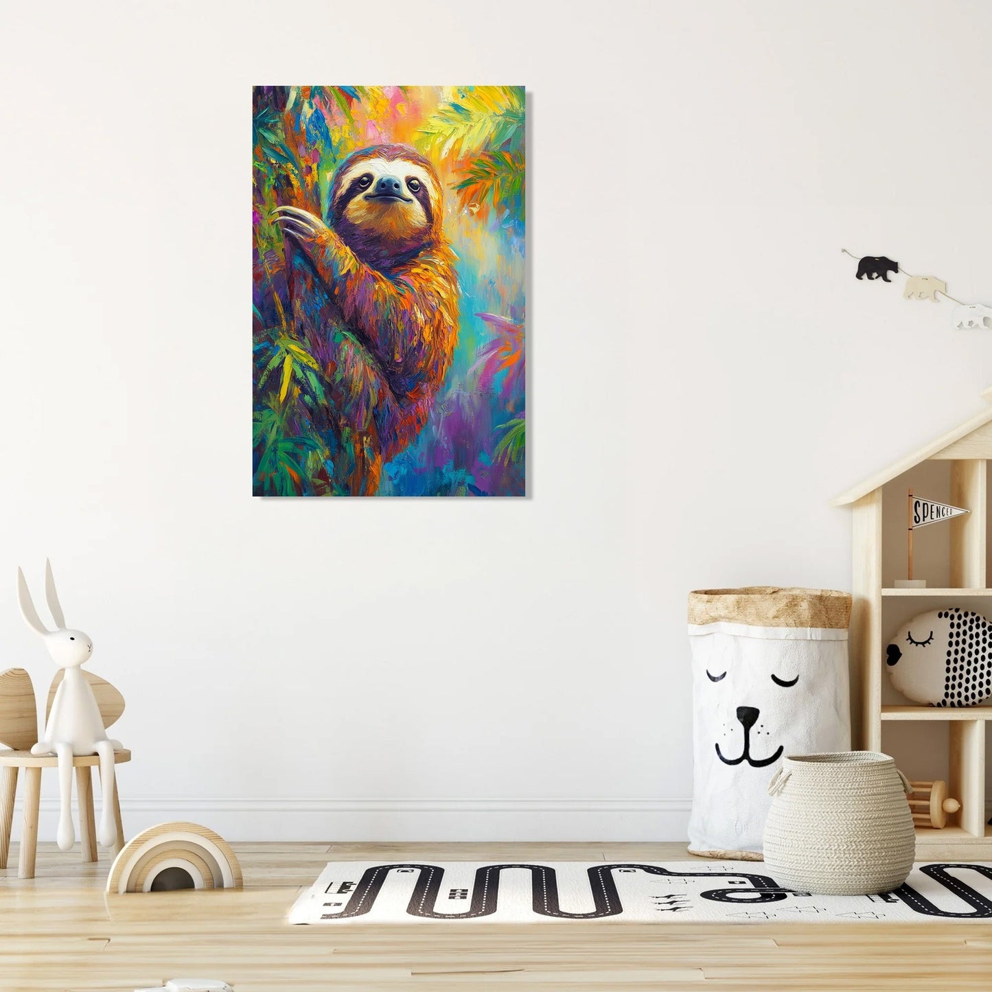 Rainbow Joy Sloth Canvas