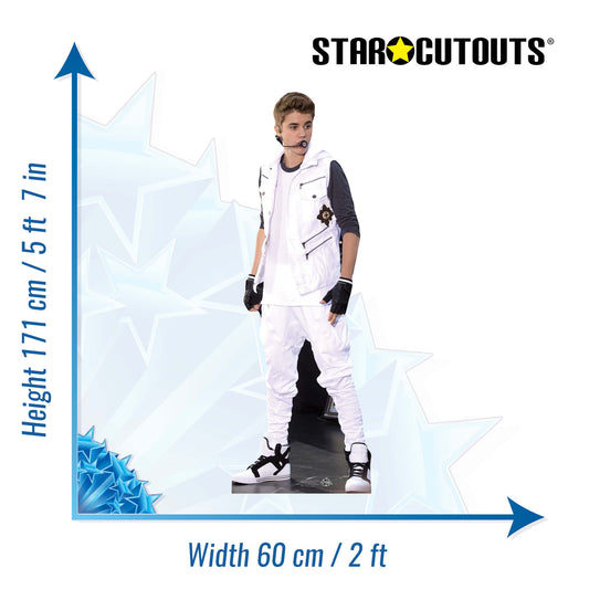 CS543 Justin Beiber - White Tracksuit Height 171cm Lifesize Cardboard Cutout