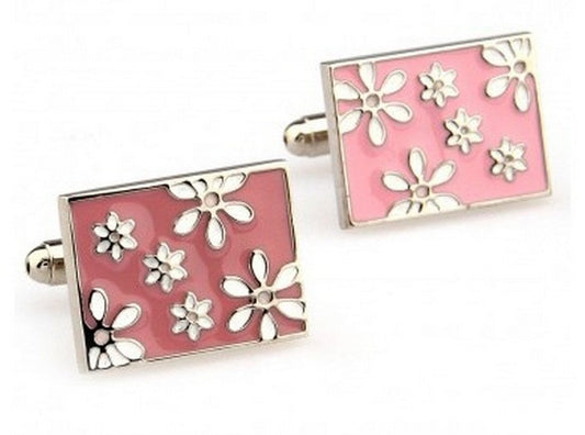 pink floral cufflinks