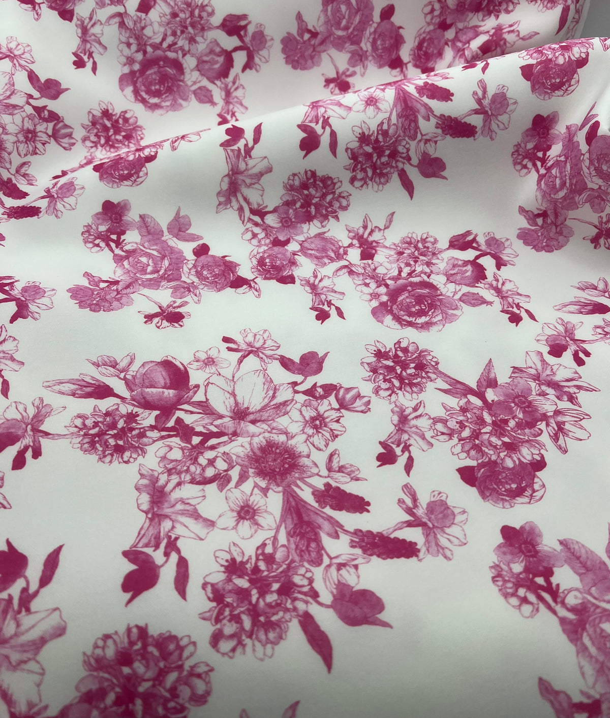 Pink Flower Scuba Foam 3D Mono Jersey Fabric 2 Way Stretch