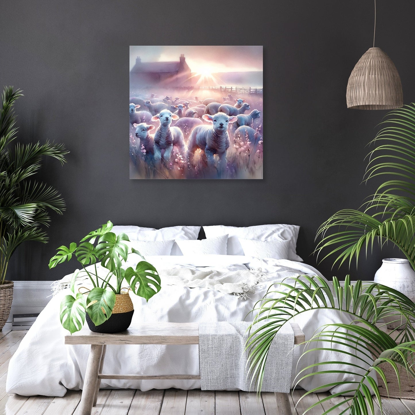 Dawn's Gentle Lambs Canvas