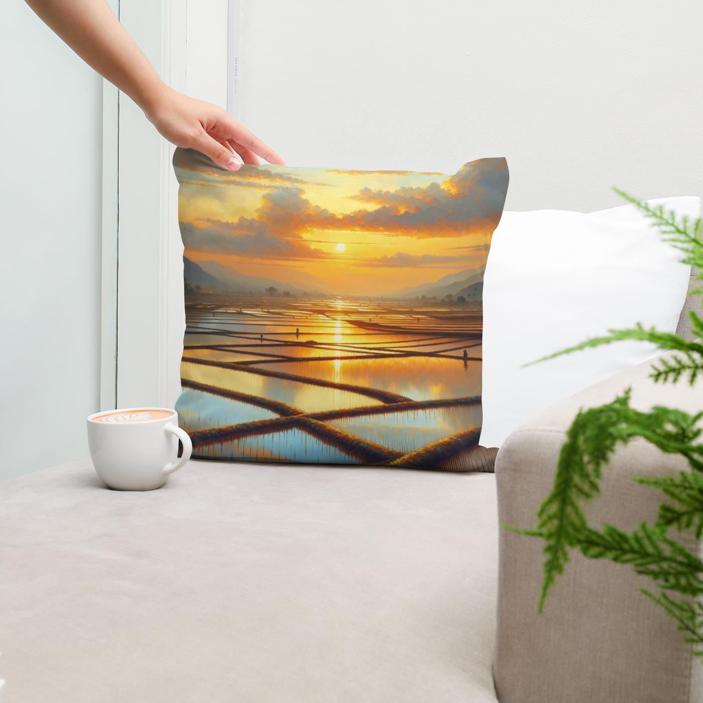 India's Sunset Serenity Cotton Cushion