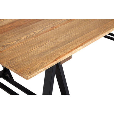 6 Seater Natural Pine Wood Dining Table with Black Iron A-Frame Legs | Hampstead