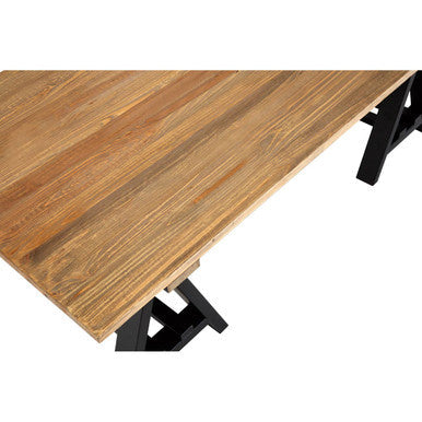 Natural Rectangular Pine Wood Coffee Table with Black Metal A-Frame Legs, Hampstead