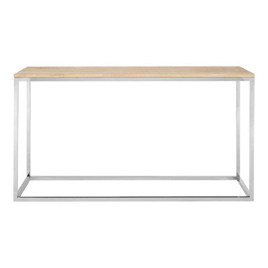 Natural Oak Wood Top Console Table with Stainless Steel Frame, Hampstead