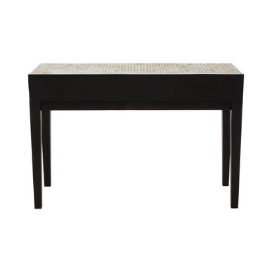Black and White Mother of Pearl Inlay Wooden Console Table with 2 Drawers, Boho