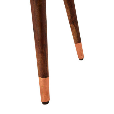 Boho Copper Finish Carved Metal Top Side Table