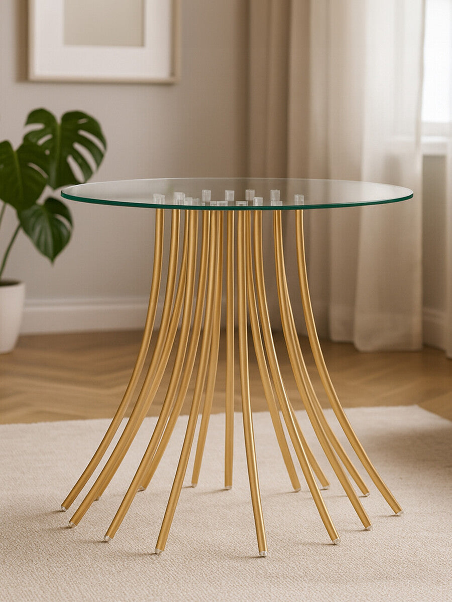 Tempered Glass Top Side Table with Gold Tree Leg Metal Base | Kensington Townhouse