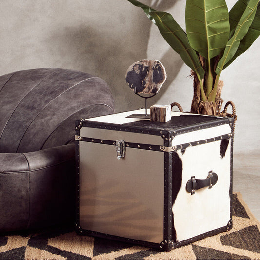 Black and White Genuine Cowhide Storage Trunk Set | Kensington Townhouse