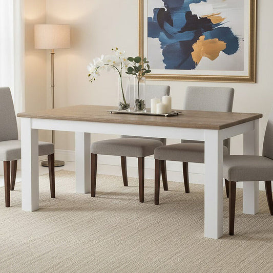 Hampstead Oak Top White Dining Table