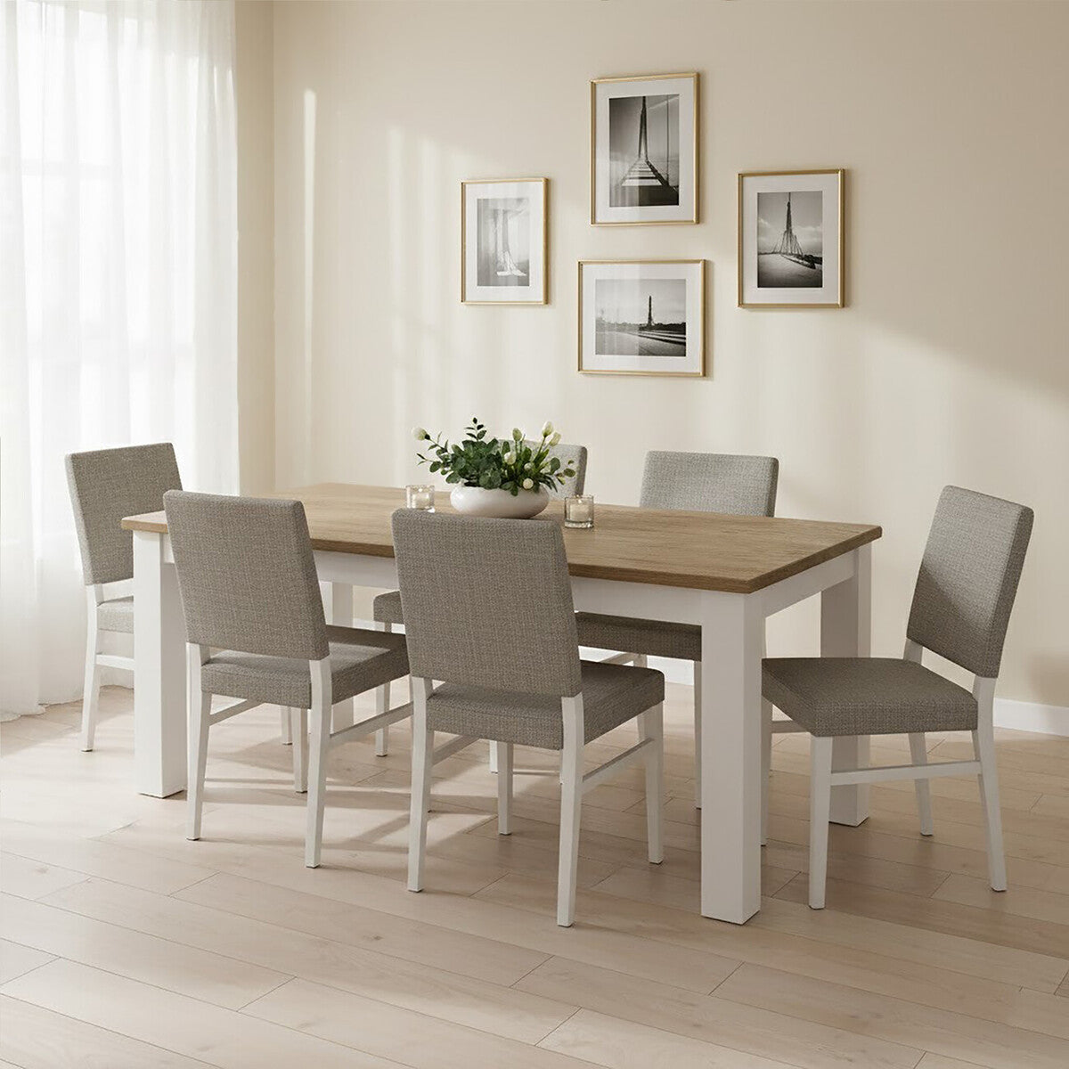 Hampstead Oak Top White Dining Table