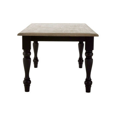 Natural Oak Veneer Wooden Dining Table with Black Carved Birchwood Legs | Kensington Townhouse