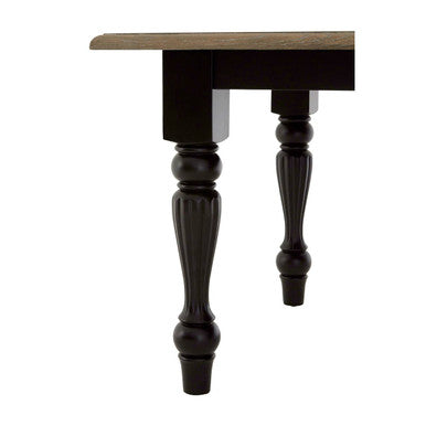Natural Oak Veneer Wooden Dining Table with Black Carved Birchwood Legs | Kensington Townhouse