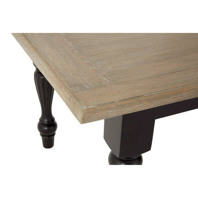 Natural Oak Veneer Wooden Dining Table with Black Carved Birchwood Legs | Kensington Townhouse