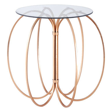 Glass Top Convex Round Table with Rose Gold Iron Frame | Lexa