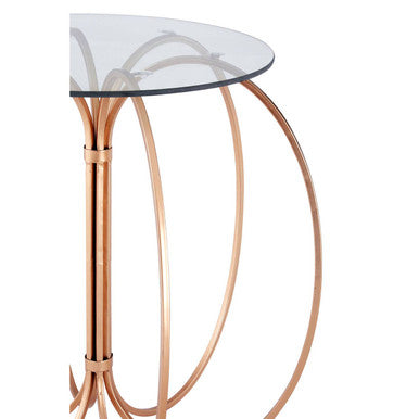 Glass Top Convex Round Table with Rose Gold Iron Frame | Lexa
