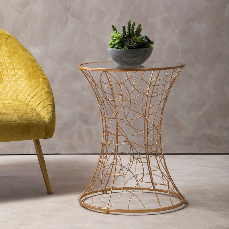 Lexa Glass Top Table With Rose Gold Finish Frame