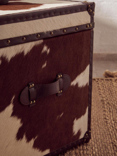 Brown and White Genuine Cowhide Storage Trunk Set | Kensington Townhouse