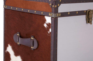 Brown and White Genuine Cowhide Storage Trunk Set | Kensington Townhouse