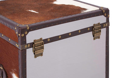 Brown and White Genuine Cowhide Storage Trunk Set | Kensington Townhouse
