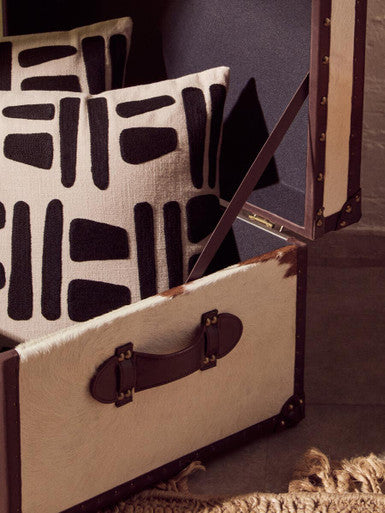 Brown and White Genuine Cowhide Storage Trunk | Kensington Townhouse