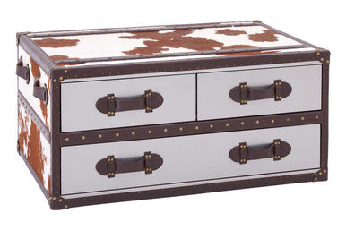 Kensington Townhouse Brown And White Genuine Cowhide Coffee Table