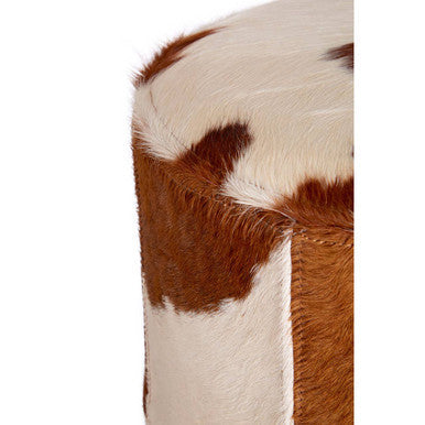 Kensington Townhouse Brown And White Genuine Cowhide Ottoman