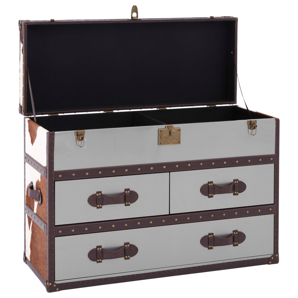 Kensington Townhouse Brown And White Cowhide Cabinet