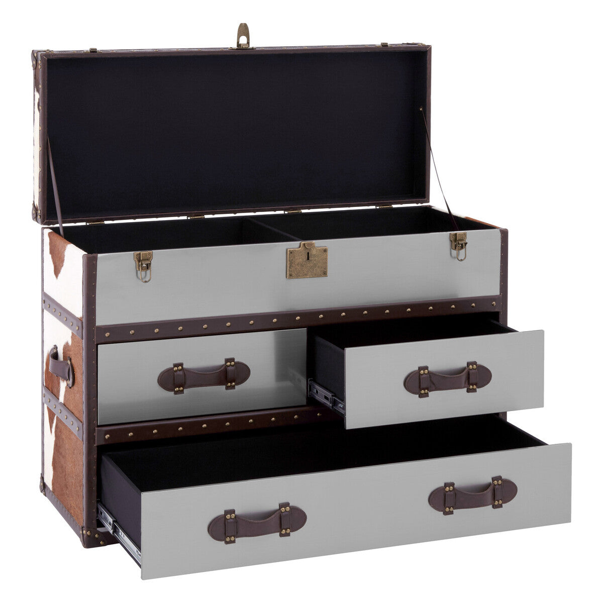 Kensington Townhouse Brown And White Cowhide Cabinet
