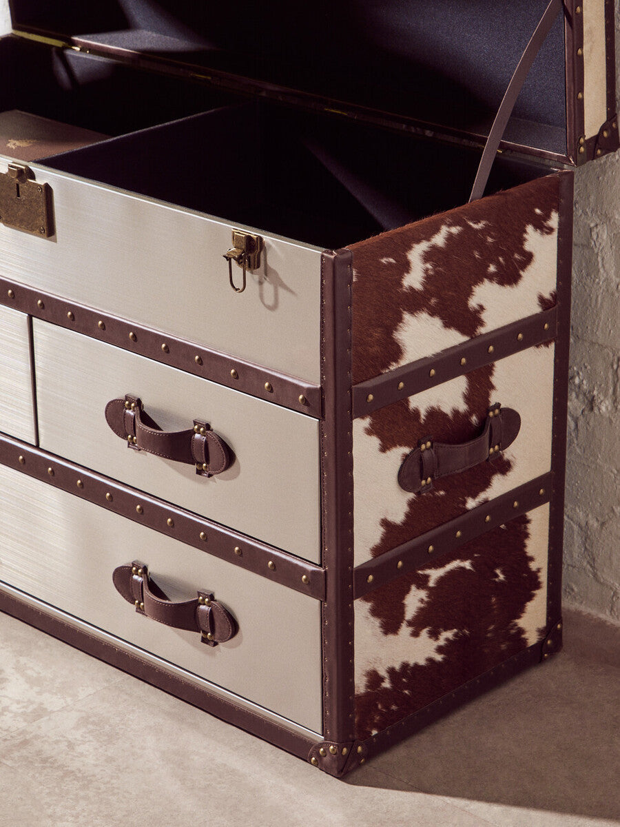 Kensington Townhouse Brown And White Cowhide Cabinet
