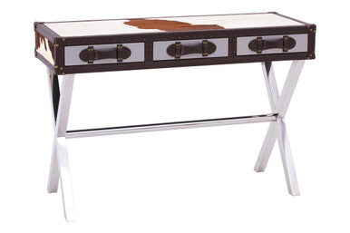 Kensington Townhouse Brown And White Genuine Cowhide Console Table