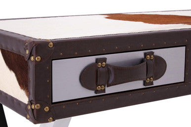 Kensington Townhouse Brown And White Genuine Cowhide Console Table