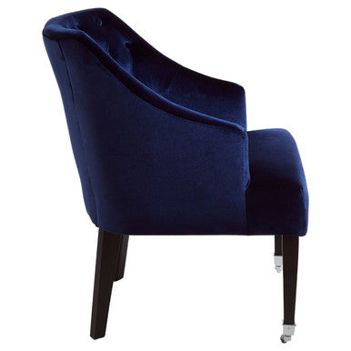 Darwin Blue Velvet Lounge Chair with Button Tufting