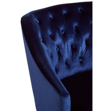 Darwin Blue Velvet Lounge Chair with Button Tufting